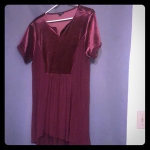 Mauve Marroon Purple Top Short Sleeve Dressy Casua